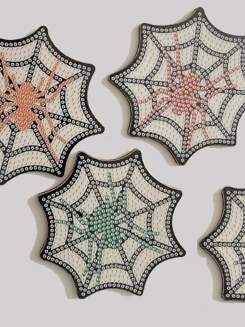 4-Piece Spider Web Diamond Art Coaster Kit – Halloween
